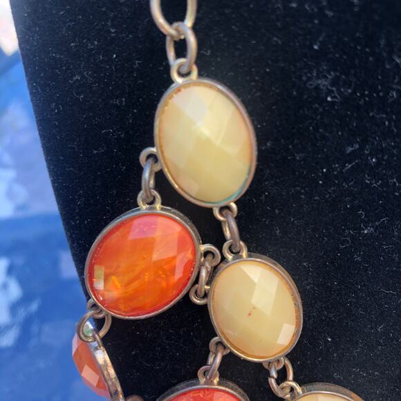 Charming Charlie Vintage Bib Statement Necklace Orange Black - Picture 3 of 6